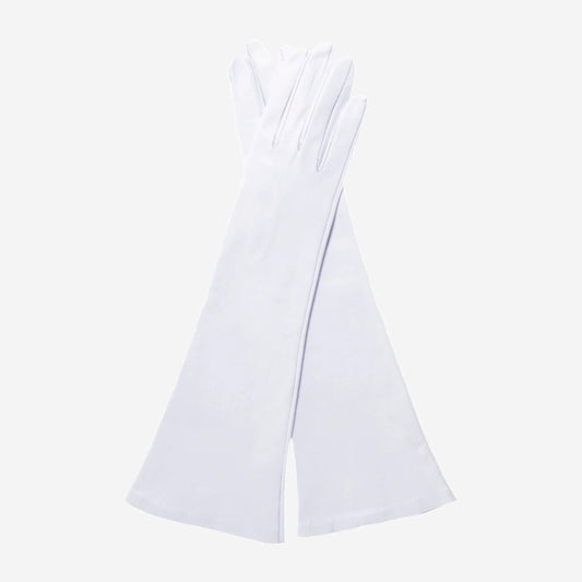 Angelina (ivory) - Italian silk lined 6-button length leather bridal / opera gloves