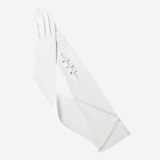 Angelina (ivory) - Italian silk lined 12-button length leather bridal / opera gloves