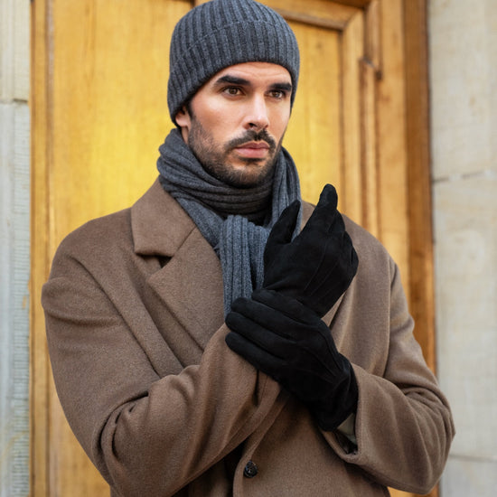 Angelo (black) - suede leather gloves with luxurious cashmere lining
 - Fratelli Orsini - Luxury Leather Gloves - Handmade in Italy - 7