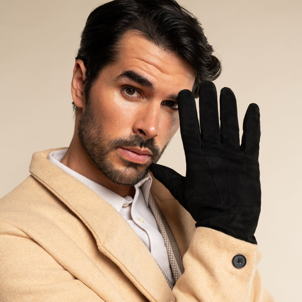 Angelo (black) - suede leather gloves with luxurious cashmere lining
 - Fratelli Orsini - Luxury Leather Gloves - Handmade in Italy - 8