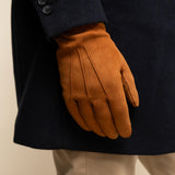 Angelo (cognac) - suede leather gloves with luxurious cashmere lining