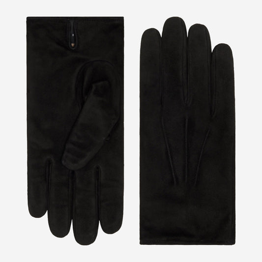 Angelo (black) - Suede leather gloves with luxurious cashmere lining