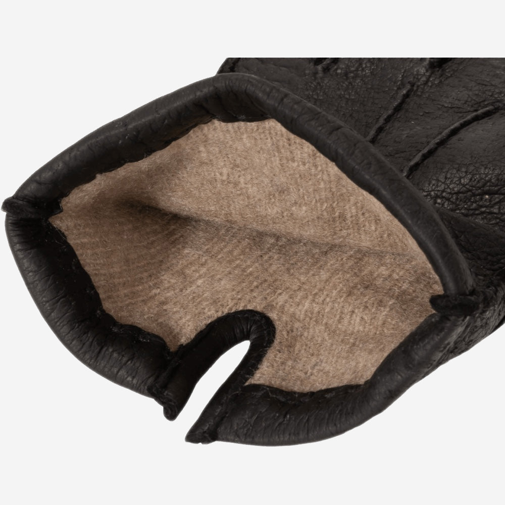 Antonio (black) - Italian peccary leather gloves with cashmere lining - Fratelli Orsini - Luxury Leather Gloves - Handmade in Italy - 2