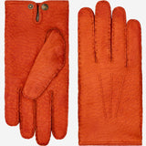 Antonio (orange) - Italian peccary leather gloves with cashmere lining