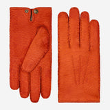 Antonio (orange) - Italian peccary leather gloves with cashmere lining