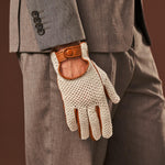 Arturo (cognac) - Hand-sewn Italian crochet driving gloves from lambskin leather - Fratelli Orsini - Luxury Leather Gloves - Handmade in Italy - 8