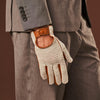 Arturo (cognac) - Hand-sewn Italian crochet driving gloves from lambskin leather - Fratelli Orsini - Luxury Leather Gloves - Handmade in Italy - 8