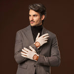 Arturo (cognac) - Hand-sewn Italian crochet driving gloves from lambskin leather - Fratelli Orsini - Luxury Leather Gloves - Handmade in Italy - 9
