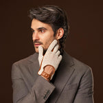 Arturo (cognac) - Hand-sewn Italian crochet driving gloves from lambskin leather - Fratelli Orsini - Luxury Leather Gloves - Handmade in Italy - 10