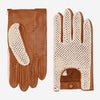 Arturo (cognac) - Hand-sewn Italian crochet driving gloves from lambskin leather