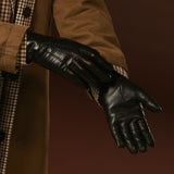 Bella (black) - Italian lambskin leather gloves with lambswool lining & touchscreen feature