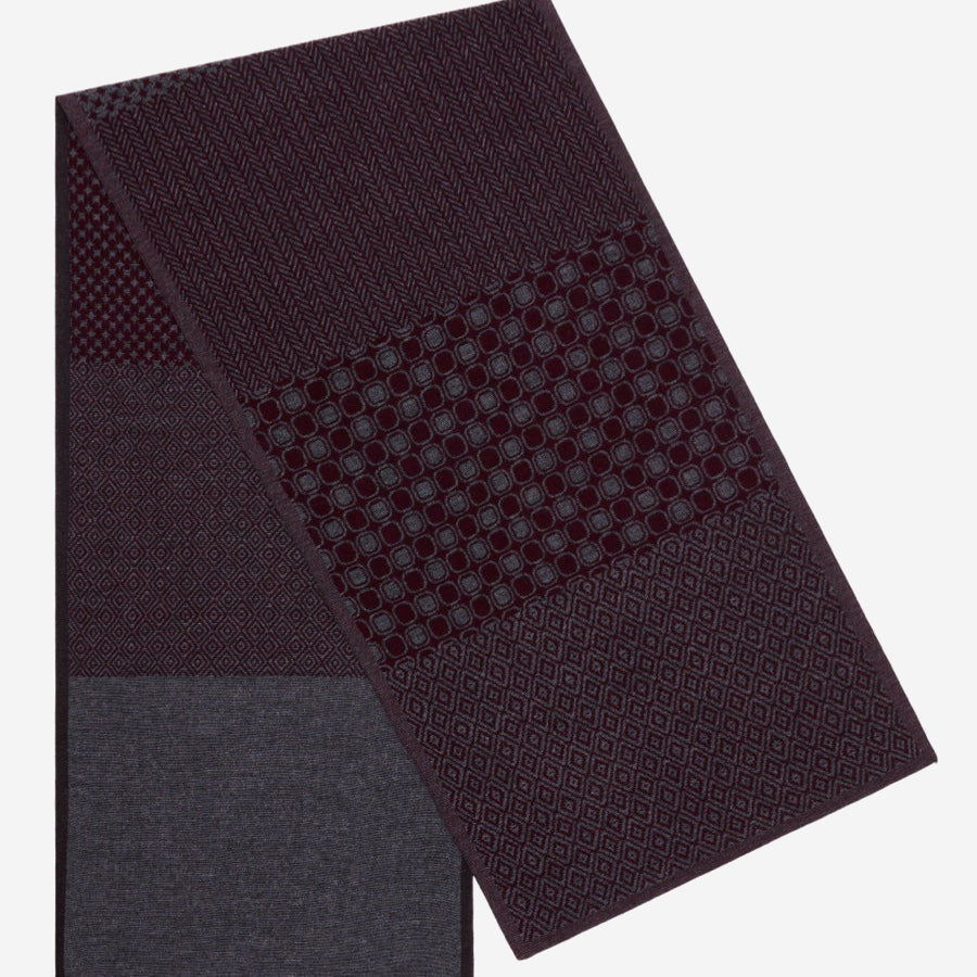 Bruno (grey/red) - warm and soft Italian scarf from wool blend - Fratelli Orsini - Luxury Italian Scarf - Handmade in Italy - 1