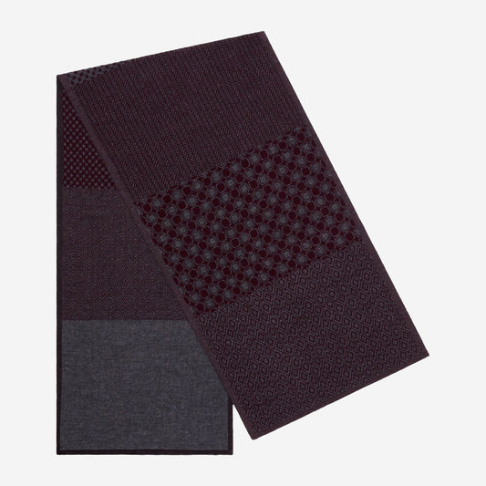 Bruno (grey/red) - Warm and soft Italian scarf from wool blend