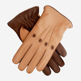 CA0322 (tan) - Men's Italian cashmere lined deerskin dress driving gloves