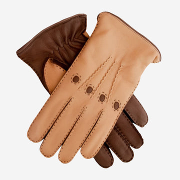 CA0322 (tan) - Men's Italian cashmere lined deerskin dress driving gloves