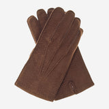CA0395 (coffee) - Handsewn Italian cashmere lined men's carpincho dress gloves