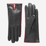CA0422 (black/red) - Women's lambskin cashmere lined leather gloves with decorative side accents