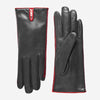 CA0422 (black/red) - Women's lambskin cashmere lined leather gloves with decorative side accents