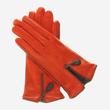 CA0547 (persimmon) - Women's lambskin cashmere lined leather gloves with zipper