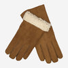 CA3121 (saddle) - Italian suede leather gloves with luxurious natural sheep fur lining