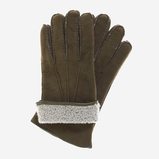 CA3466 (pine) - Men's Italian handsewn sueded lamb shearling gloves