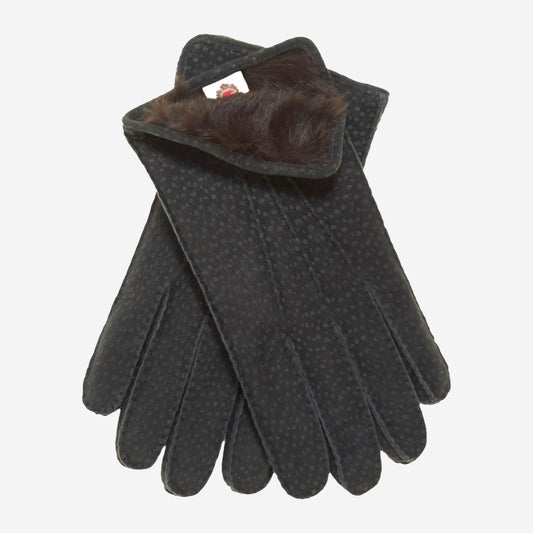 CA3633 (grey) - Handsewn Italian carpincho men's rabbit fur lined dress gloves