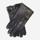 CA3915 (black) - Men's Italian cashmere lined leather gloves with ribbed cashmere Inner cuff