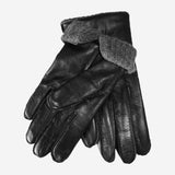 CA3915 (black) - Men's Italian cashmere lined leather gloves with ribbed cashmere Inner cuff