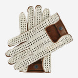 CA3916 (brown) - Hand-sewn Italian crochet driving gloves from lambskin leather