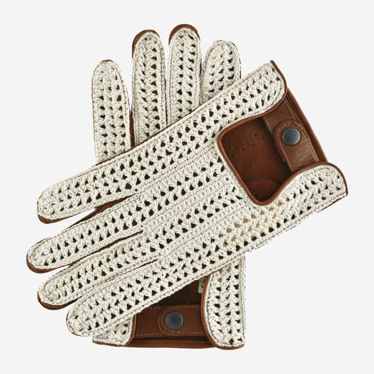 CA3916 (brown) - Hand-sewn Italian crochet driving gloves from lambskin leather