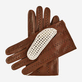CA3916 (brown) - Hand-sewn Italian crochet driving gloves from lambskin leather