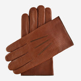 CA3976 (cognac) - Men's Italian cashmere lined leather gloves with unique contrast points
