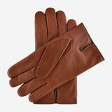 CA3976 (cognac) - Men's Italian cashmere lined leather gloves with unique contrast points