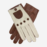 CA4123 (cream/brown) - Women's two-toned leather driving gloves