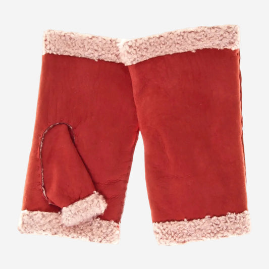 CA4163 (cranberry) - Women's Italian lamb shearling fingerless gloves