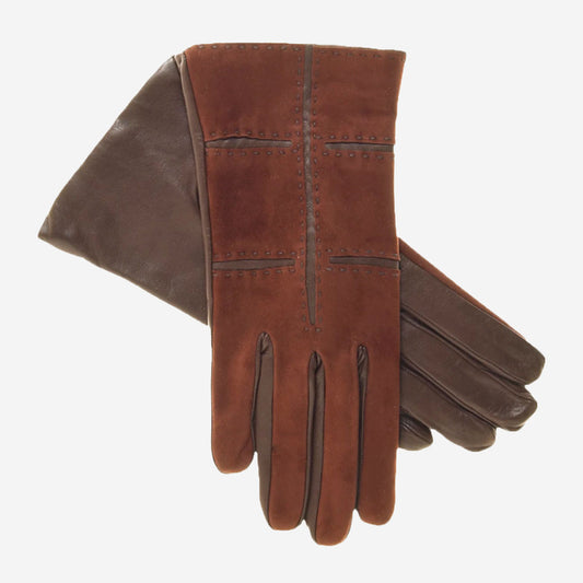 CA4330 (brown) - Women's Italian cashmere lined suede gloves with lambskin palms and inserts