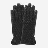 CA4439 (black) - Women's quilted leather gloves with cashmere lining