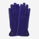 CA4439 (blue) - Women's quilted leather gloves with cashmere lining