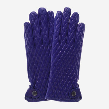 CA4439 (blue) - Women's quilted leather gloves with cashmere lining