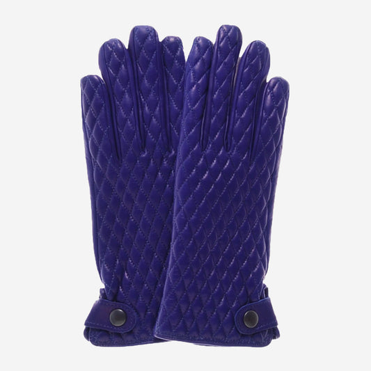 CA4439 (blue) - Women's quilted leather gloves with cashmere lining