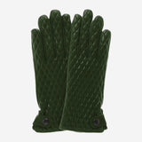 CA4439 (green) - Women's quilted leather gloves with cashmere lining