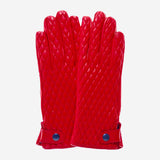 CA4439 (red) - Women's quilted leather gloves with cashmere lining
