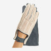CA4620 (jeans) - Women's crochet and carpincho leather driving gloves