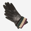 CA4662 (black) - Women's Italian cashmere lined leather gloves with multi-color inner cuff