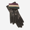 CA4662 (black) - Women's Italian cashmere lined leather gloves with multi-color inner cuff