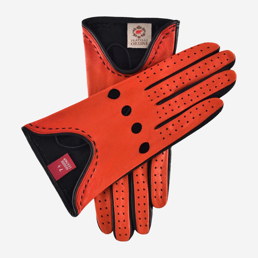 CA4918 (black/red) - Women’s  lambskin driving gloves unlined with ventilation holes