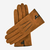 CA4941 (brown) - Women's handsewn cashmere lined suede gloves with distinctive details