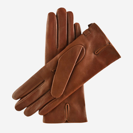 CA4987 (cognac) - Women's Italian leather lambskin gloves with strap