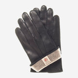 CC3104 (schwarz) - Handgenähte Herrenlederhandschuhe mit Kaschmirfutter