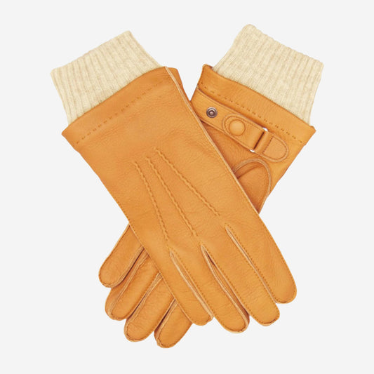 CC3115 (saddle) - Men's Italian  deerskin leather gloves with cashmere lining